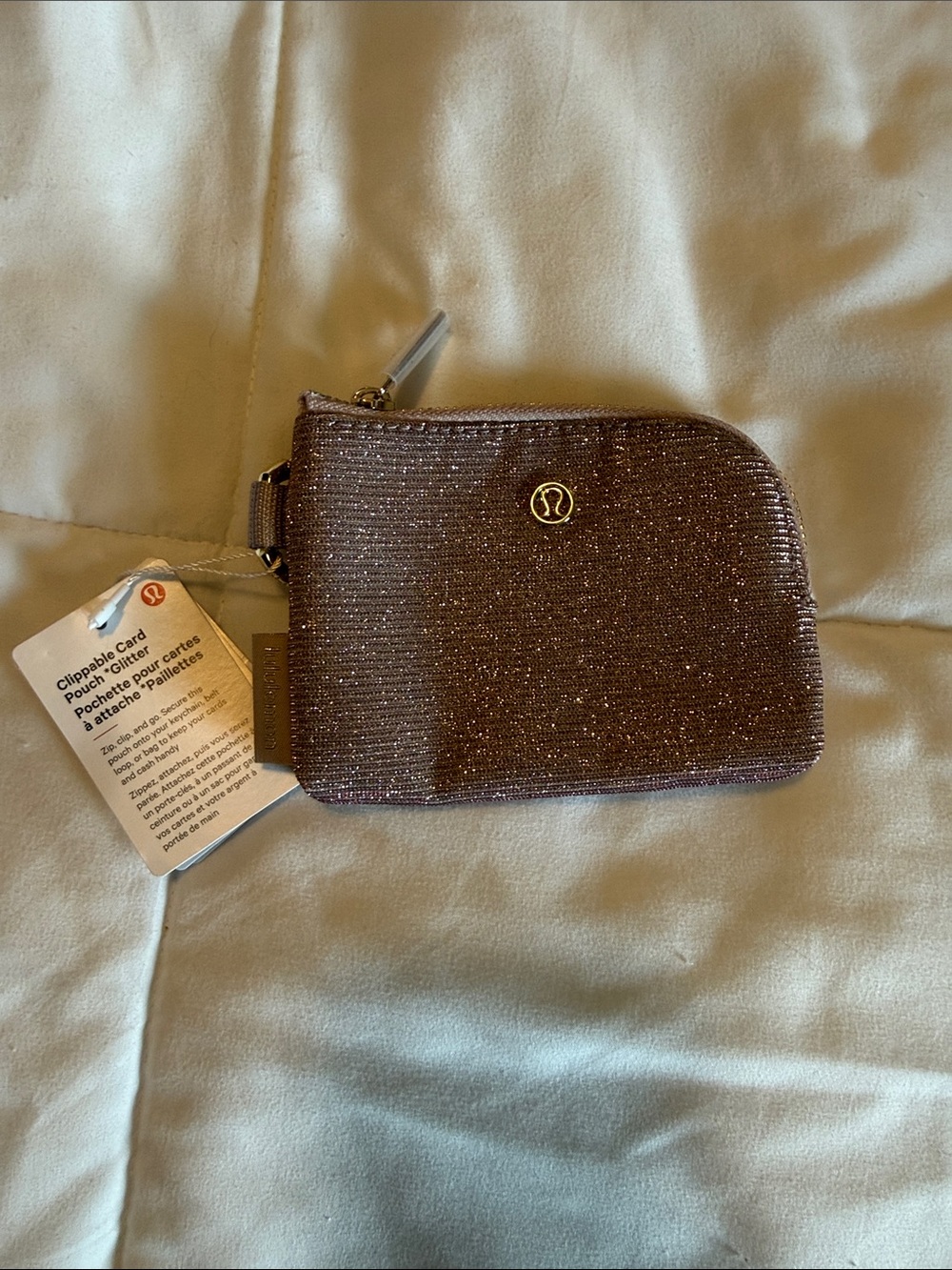 lululemon athletica Mini Glitter Card Pouch in rose gold